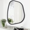 Black Asymmetrical Mirror Irregular Oval Wall Mirror Modern Wood Frame Unique Shape Wall Mounted Vanity Artistic Mirror Decorative for Living Room Bedroom Bathroom Entryway Hallway - Thumbnail 1