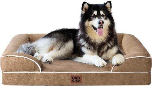 EHEYCIGA Orthopedic Dog Beds for Extra Large Dogs, Waterproof Memory Foam XXL Dog Bed with Sides, Non-Slip Bottom and Egg-Crate Foam Big Pet Couch Bed with Washable Removable Cover - Lot 3365