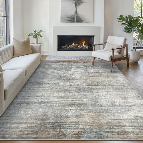 Bavni Area Rugs, Modern Living Room Rugs Low Pile, Large Machine Washable Rug Non-Slip, Soft Pet Friendly Rugs for Bedroom, Playroom, Dining Room - Lot 3370