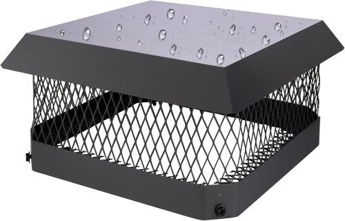 13" x 13" Chimney Caps Fireplace Chimney Cover for Outside Flue Tile Clay, Chimney Flue Cover Chimney Vent Cap with Screen Hood Plate,Galvanized Steel Chimney Rain Cap Roof Rain Guard Top Protector - Lot 3380