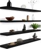 48 Inch Black Wood Floating Shelves for Wall Rustic Wall Shelf for Bedroom Living Room Set of 4 - Thumbnail 1