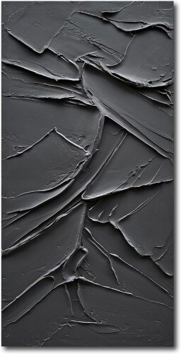 NANKAI Art Hand Painted Black Canvas Wall Art 48x24 inch Abstract Modern Oil Painting Contemporary Textured Wall Art Minimalist Artwork Home Decor - Lot 3331