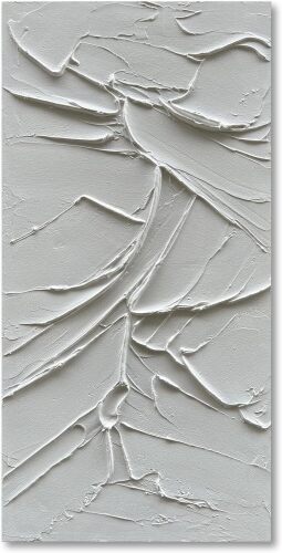 NANKAI Art Hand Painted White Canvas Wall Art 48x24 inch Abstract Modern Oil Painting Contemporary Textured Wall Art Minimalist Artwork Home Decor - Lot 3336