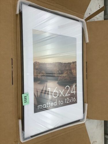 HAUS AND HUES 16x24 Picture Frame with Real Glass & Black Premium-Grade Metal Matted to 12x16 - Aluminum 16x24 Poster Frame - Includes Hanging Kit - Ideal for Home, Office (16x24 in, Black) - Lot 3351