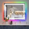 36x30 Inch RGB LED Bathroom Mirror Front Light and RGB Backlit Lighted Vanity Mirror for Bathroom Wall Mounted Dimmable Anti Fog Memory Shatter-Proof IP54 Waterproof Horizontal/Vertical - Thumbnail 1