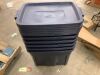 Rubbermaid Roughneck Tote 18 Gal, 6 Pack, Made in USA, Heritage Blue, Rugged Plastic Stackable Storage Bins with Lids and Handles - Thumbnail 5