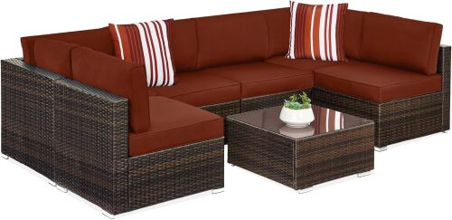 7-Piece Modular Outdoor Sectional Wicker Patio Conversation Set - Lot 4