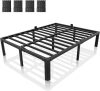 14 Inch Metal Bed Frame Queen Size, Heavy Duty Balck Platform Queen Size Bed Frame with Round Corner Legs, Mattress Slide Stopper, No Box Spring Needed, Easy Assembly - Thumbnail 1