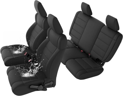 GIANT PANDA Neoprene Seat Covers for Jeep Wrangler JK 4-Door (2008-2010), Neoprene UV&Waterproof, Foam Padded, Front & Rear Seat Covers(Black) - Lot 3441