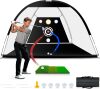 Golf Net with Auto-Ball Return System, Upgraded 10x7ft Practice Net with 5 Balls, Tri-Turf Mat and Portable Storage Bag, Durable Hitting Net for Backyard Driving Outdoor Indoor - Gifts for Golf Lovers - Thumbnail 1