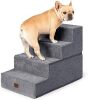 EHEYCIGA Dog Stairs for Bed 18" H, 4-Step Dog Steps for High Bed, Pet Steps for Small Dogs and Cats, Non-Slip Balanced Pet Ramp Indoor, Grey - Thumbnail 1