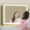 Makeup Vanity Mirror with USB Charging Port 19" L x 24" W LED Makeup Mirror, Desk Mirorr with Lights, Light up Mirror with 10X Magnification and, Dimmable 3 Modes, Touch Control Gold - Thumbnail 1