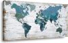 Teal Decor World Map Canvas Wall Art Pictures for Living Room Decoration Blue Wall Decor Office World Map Art Map of the world Picture Framed Artwork for Home Bedroom Decoration - Thumbnail 1