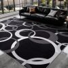 Area Rugs, Concentric Circle Carpet Washable Rug, Black and White Geometric Design Rug for Spacious Living Rooms, Master Bedrooms, Dining Room, Home Office Decor, Nonslip Non-Shedding - Thumbnail 1