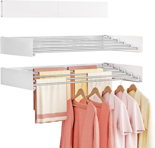 Wall Mounted Clothes Drying Rack Folding Indoor, Foldable Laundry Drying Rack Collapsible - Lot 3427