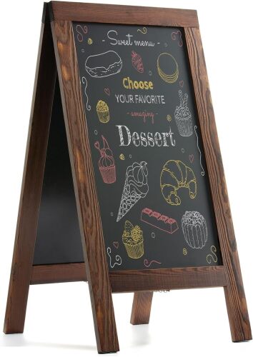 Sandwich Board 40"x20" Solid Pine Wood Rustic Brown,Chalk Board Sign Board, Sandwich Board Signs Outdoor, Chalkboard Easel, A Frame Chalkboard Sign - Lot 3482