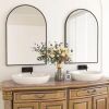 Arched Black Aluminum Alloy Framed Wall Mirror, Set of 2 - Thumbnail 1