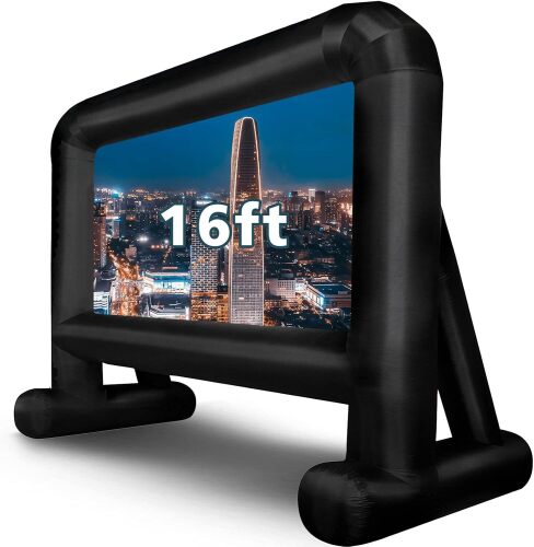 OUTTOY Inflatable/Blow Up Projection Screen with Quiet Fan and Storage Bag, Easy Set up, Mega for Outdoor, Backyard Movie Night, Theme Parties, Celebrations-16FT - Lot 3443