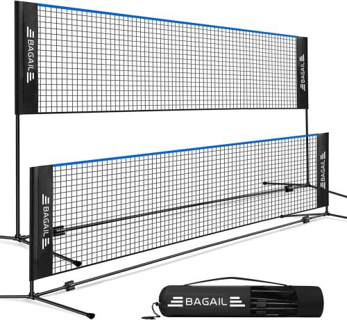 BAGAIL Badminton Net, Foldable Nylon Net, Adjustable Stand and Portable Carry Bag, Easy to Assemble or Disassemble, Ideal Recreational Sports Net for Tennis, Badminton - Lot 3463