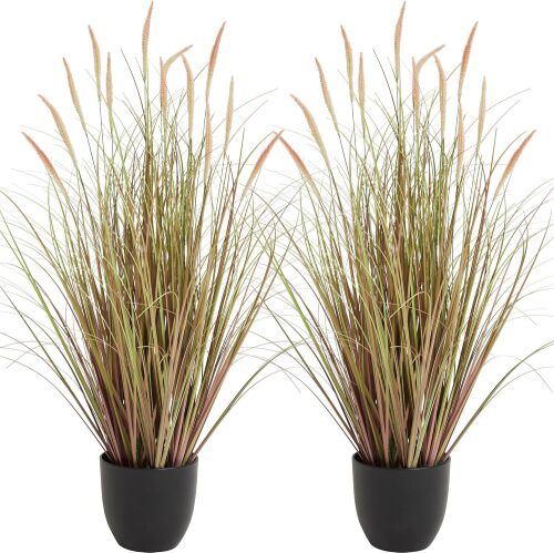 2-Pack Artificial Cattail Reed Grass, 35in Artificial Indoor Outdoor Fake Onion Grass, Home Office Wedding Decorative Artificial Plants in Pot Faux Floor Plant Greenery - Lot 3439