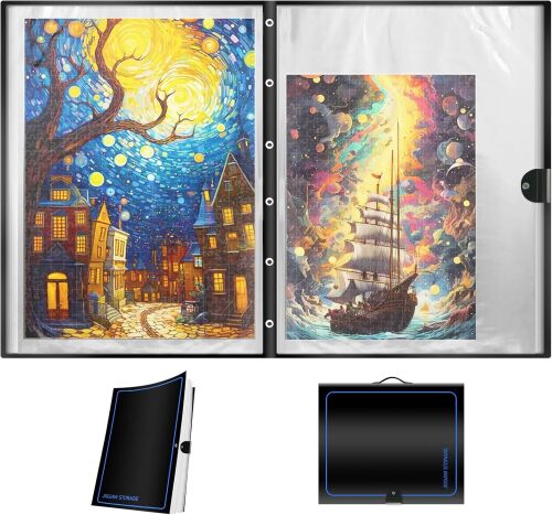 ALL4JIG Extra Large 1000-1500 Puzzle Storage Folder Binder Keeper for Jigsaw Enthusiasts - Space-Saving Organizer, Holds 20 Puzzles, 31.1x25.59 inches, HD Film Pockets Birthday Gifts for Mom &Grandma - Lot 3474