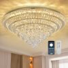 Miuyhji 30" Gold Crystal Chandeliers, Flush Mount Chandelier LED Ceiling Light, Modern Crystal Raindrop Chandeliers for Dining Room, Living Room, Bedroom - Thumbnail 1