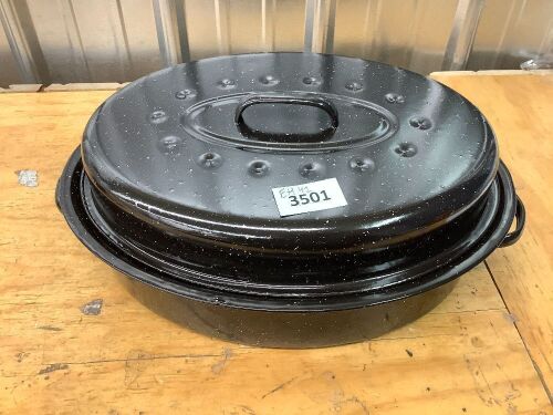 Steel Deep Turkey Roaster Pan With Domed Lid Ham Pot Roasts & Vegetables - Lot 3501