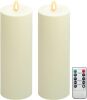 4"x14" Large Outdoor Waterproof Ivory Tall LED Candles Flickering Realistic Flameless Pillar Battery Operated Candles with Remote, Set of 2 for Patio Lanterns, Wedding & Home Decor - Thumbnail 1