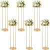 6 Pcs Gold Metal Flower Vase Bulk Gold Wedding Centerpieces for Tables 31.5 Inch Tall Metal Flower Stand Decorations Column Stand Road Lead Centerpiece for Wedding Decorations Reception - Thumbnail 1