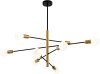 Gold and Black Sputnik Chandelier 8-Light Modern Ceiling Light Fixture Farmhouse Chandelier Height Adjustable Over Table Lighting for Dining Room Living Room Kitchen Island - Thumbnail 1