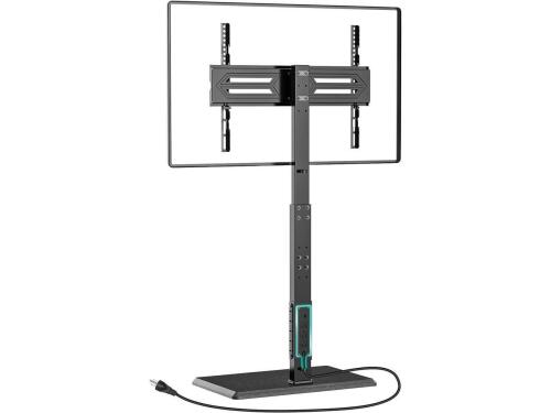 WALI Floor TV Stand with Power Outlet, Tall TV Stand Floor Mount for 32-75 inch TV up to 110 lbs, Swivel and Height Adjustable TV Stand with Wood Base for Bedroom, Living Room,Office - Lot 3596