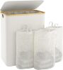 Extra Large 3 Section Dirty Clothes Laundry Basket with Lid - SUPPORT POLES ARE MISSING - Thumbnail 1