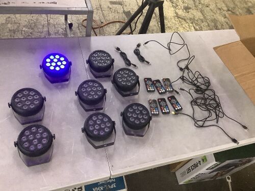 Lot of (8) Rechargeable Stage Lights with (6) Remotes - Lot 93