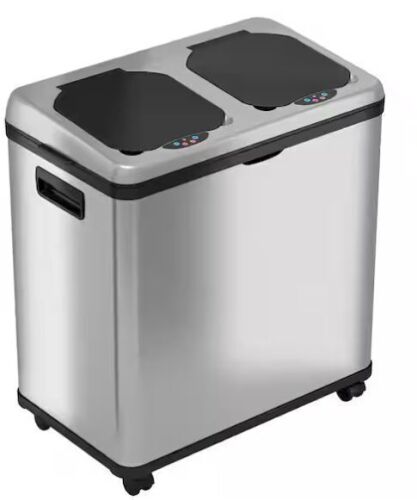 iTouchless 16 Gal Stainless Steel Rectangular Open Top Household Metal Trash Can with Wheels - Lot 122JF