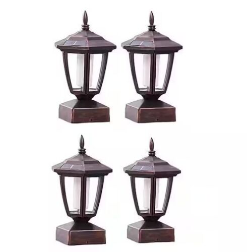 Outdoor Waterproof Solar Flame Post Lights, 4 Pack - Lot 221JF