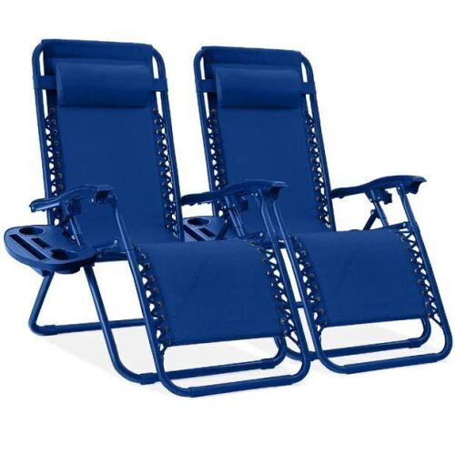 Set of 2 Adjustable Zero Gravity Patio Chair Recliners w/ Cup Holders - Lot 240