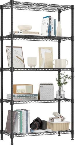 5 Tier Metal Storage Shelves, 13.8" D x 29.5" W x 59.5" H - Lot 365