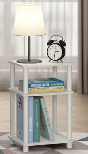 Furinno Turn-N-Tube End Table, White - Lot 638JF