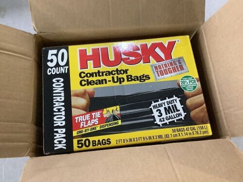Husky 42 Gal. Heavy-Duty Contractor Clean-Up Bags with 20% PCR (50-Count) - Lot 723JF