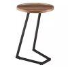 DANYA B Addison 15.75 in. Round Angled Couch-Side Accent C-Table with Modern Geometric Metal Pedestal Leg - Walnut/Black - Thumbnail 1