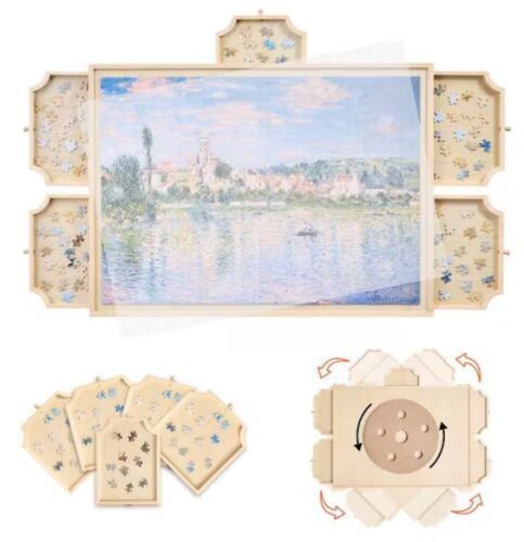 1000-Piece Rotating Puzzle Board with 5 Drawers and Cover 29 in. x 21 in. - Lot 740JF