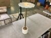Kate and Laurel Sanzo 14 in. Gold Scalloped Round Marble End Table - Chipped Base - Thumbnail 1