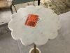 Kate and Laurel Sanzo 14 in. Gold Scalloped Round Marble End Table - Chipped Base - Thumbnail 2