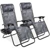Set of 2 Adjustable Zero Gravity Patio Chair Recliners w/ Cup Holders - Thumbnail 1