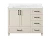 Glacier Bay Tobana 42 in. Single Sink Beige Bath Vanity with White Engineered Marble Top - Thumbnail 1