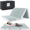 TwinXL Folding Portable Seafoam Mattress Topper w/ Plush Foam - 4in - Thumbnail 1