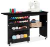 Folding Sewing Table Multipurpose Craft Station & Side Table w/ Wheels - Thumbnail 1