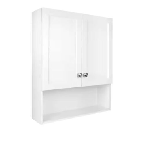 Glacier Bay 22-7/8 in. W. x 27-7/8 in. H Framed Surface-Mount Rectangular Bathroom Medicine Cabinet with Mirror - Blemish on Top Corner of Door - Lot 435JF