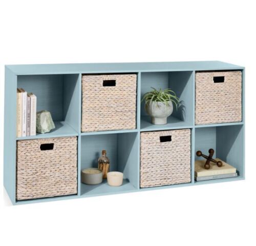 8-Cube Bookshelf, 11in Storage Display w/ Removable Panels, Customizable - Lot 524
