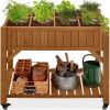 Elevated Mobile Pocket Herb Garden Bed w/ Lockable Wheels, Storage Shelf - Thumbnail 1